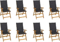 Folding Patio Chairs with Cushions,Bistro Chair,Patio Funiture,Lawn Chairs,Armchair,Beach Chair,Camp Chair,Coffee Chair,for Outdoor,Fire Pit,Deck,Lawn,Outside,Garden, 8 pcs Solid Acacia Wood