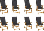 Folding Patio Chairs with Cushions,Bistro Chair,Patio Funiture,Lawn Chairs,Armchair,Beach Chair,Camp Chair,Coffee Chair,for Outdoor,Fire Pit,Deck,Lawn,Outside,Garden, 8 pcs Solid Acacia Wood