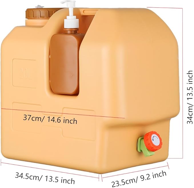5 Gallon (20L) BPA-Free Extra Thick & Large Capacity Water Jug w/Spigot + Hand Sanitizer Bottle, Leak-Proof Heavy Duty Portable Container for Camping Hiking Picnic Emergency Use w/Extension Tube
