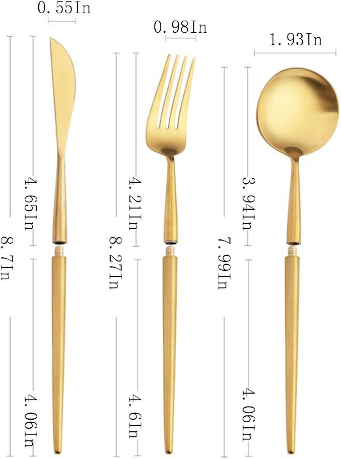 3 Pcs Portable Black Flatware Set for 1 Forks Spoons and Knives Gold Silverware Set Utensils Tableware Light Travel Outdoors with Box