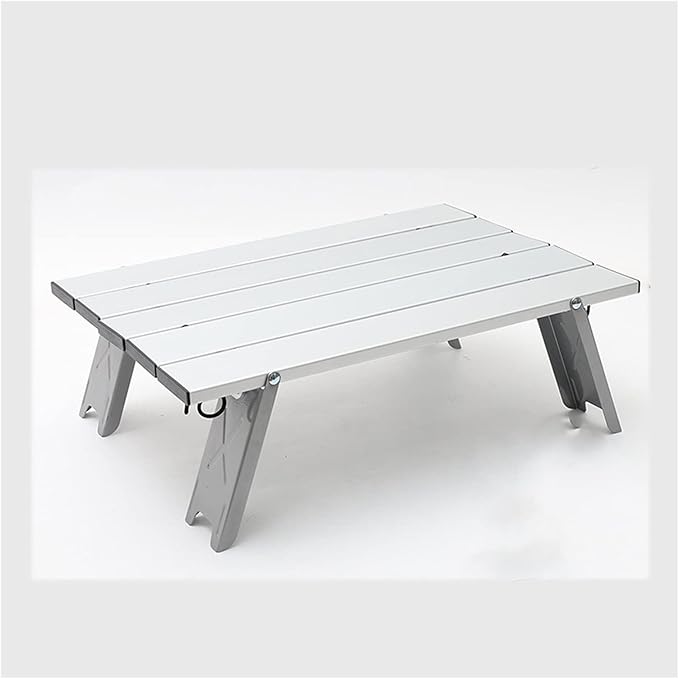 Outdoor Camping Portable Foldable Mini Table for Tours Beach Picnic Barbecue Tableware Folding Computer Desk Camping Accessories (Color : Red) (Silver)
