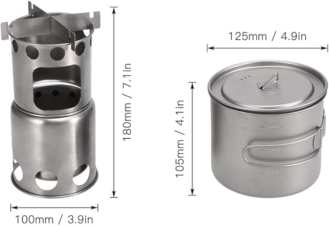Outdoor Camping Cookware Set Folding Backpacking Camp Stove with 1100ml Pot Tableware
