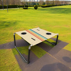 Neso Beach Table - Lightweight, Portable and Foldable Table for Beach, Camping and Outdoor Adventures - Stable Surface - with Cup Holder for Drinks and Phone Pockets - Rainbow