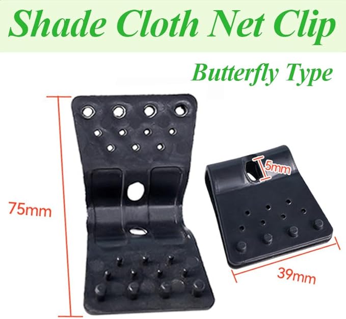 50pcs Shade Cloth Clips, Plastic Sun-shade Cloth Heavy Duty Lock Grip, Tarp Butterfly Fabric Clips Round Windproof Awning Greenhouse Clamp Grip for Outdoor Garden Anti Bird Netting Tents
