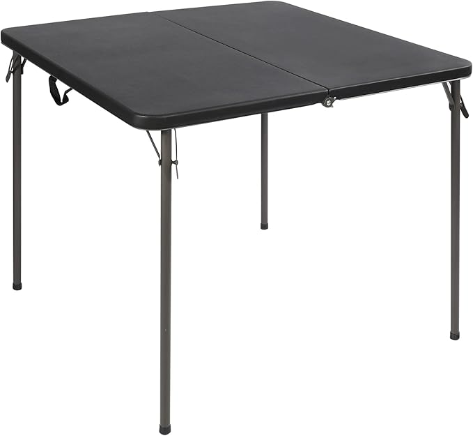 REDCAMP 34" Square Folding Card Table with Resin Top, Portable Fold in Half Small Card Tables with Collapsible Legs for Adults Indoor Outdoor Use, Black