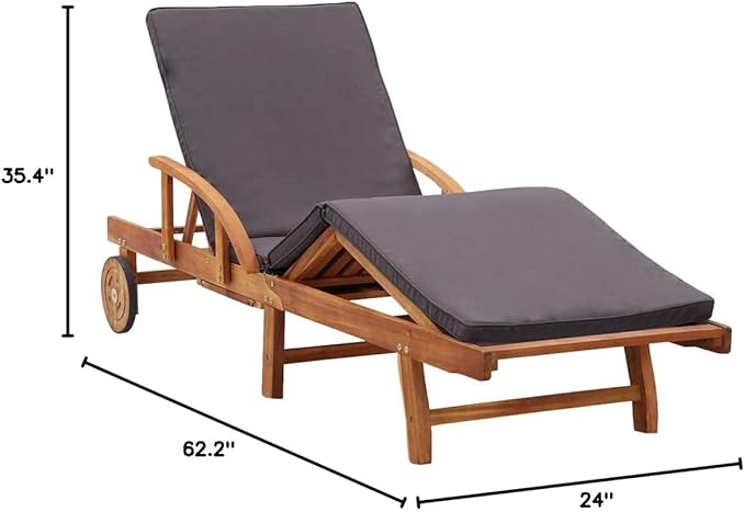 Camping Chairs Patio Furniture Outdoor Chairs Beach Chair Sun Lounger with Cushion Solid Acacia Wood for Sunbathing, Pool, Beach,Patio