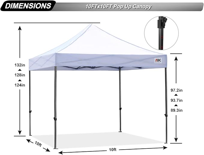 ABCCANOPY Patio Pop Up Canopy Tent 10x10 Commercial-Series (Ivory White)