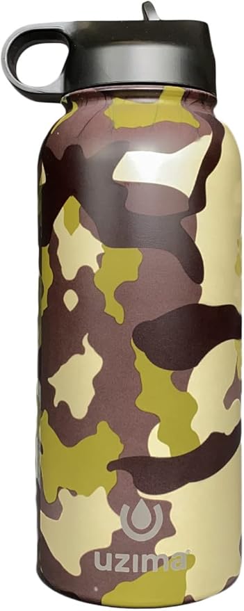 Uzima - Z-Source Filtered Water Bottle for Hiking, Backpacking, Camping, and Travel. Large 32oz Capacity with Double-Walled Stainless Steel Exterior.