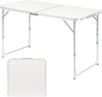 3.0 Ft Folding Portable Camping Table with Adjustable Height Aluminum Legs for Kitchen, BBQ, Dining, Picnic, Cooking, Beach, Garden, Party, Traval, Party, 4-6 People