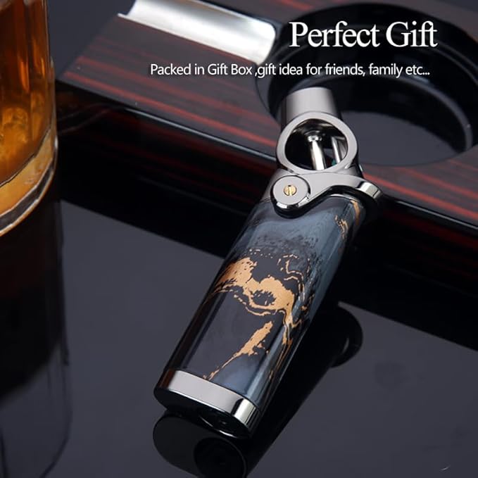 HONEST Single Jet Flame Butane Lighter Refillable Metal Lighters Adjustable Gas Lighter Windproof Lighters Gift for Men (Black)