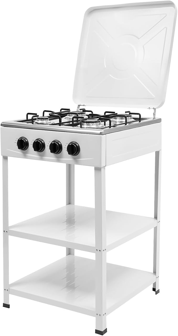 4 Burner Gas Stove Portable Outdoor Stove with Removable Storage Stand for Camping Picnic Home RV Cooking