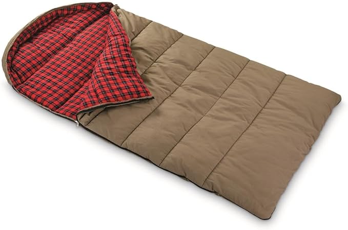 Guide Gear Canvas Hunter 0-Degree Double Sleeping Bag for Adults and Kids 2-Person Warm Winter Cold Weather Lightweight Portable for Camping, Backpacking, Hiking, Outdoors