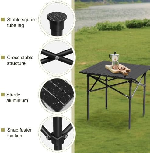 VINGLI Portable Picnic Roll Table, Folding Carbon Steel Camping Table with Bag, Perfect for Outdoor& Indoor, Beach, Patio, Yard, Apartment Floor (20 * 20 * 20in)