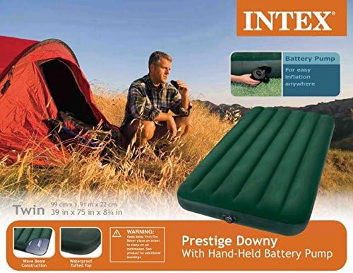 Intex Prestige Downy Airbed Kit with Hand Held Battery Pump, Twin