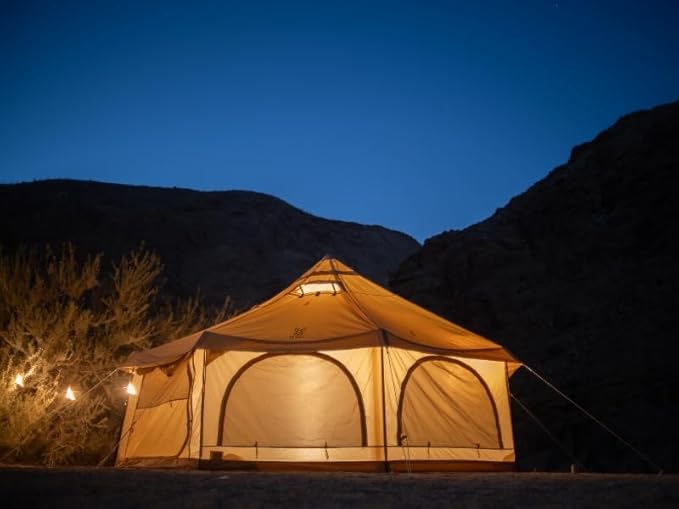 DOD Takenoko Bell Tent – Luxury 4-Season Glamping Tent | 150 sq ft Spacious Interior, Removable Floor, Canvo™ Roof, Mesh Walls, Full 360° Access | Premium Family Camping Shelter