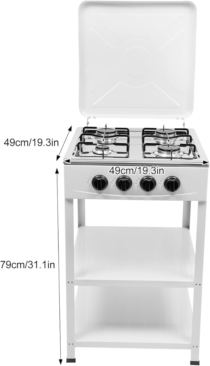 4 Burner Gas Stove Portable Outdoor Stove with Removable Storage Stand for Camping Picnic Home RV Cooking