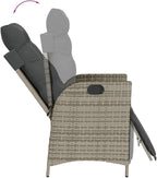 Reclining Patio Chair with Footrest Gray Poly Rattan Porch Chairs Camping Chairs Patio Chairs Living Room Chairs for Dining Patio Bedroom Outdoor
