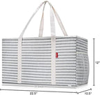 LHZK Standing Extra Large Utility Tote Bag with Metal Wire Frame and the Sides Rinforced, Extra Large Tote Bag with Handle, Reusable Grocery Bags Foldable, Beach Bag, Car Tote (Gray)