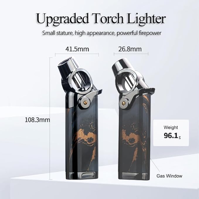 HONEST Single Jet Flame Butane Lighter Refillable Metal Lighters Adjustable Gas Lighter Windproof Lighters Gift for Men (Black)