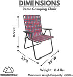 MOUNTAIN SUMMIT GEAR Retro Webbed Camping Chair - Lightweight, Foldable, Durable Steel Frame, 300lb Capacity, Vintage Stripes by Caddis Sports (2, Red/Blue)