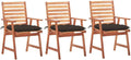 Patio Dining Chairs 3 pcs with Cushions,Outdoor Chairs,Decorative Chair,Reception Chair,Picnic Chair,Camping Chair,Breakfast Chair,Bistro Chair,for Backyard,Garden,Porch, Solid Acacia Wood
