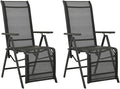 Reclining Patio Chairs ,Garden Chairs,Barbecue Chairs,Fishing Chairs,Coffee Chair,Bistro Chair,Camping Chair,Beach Chair,for Deck, poolside,Camping,Beach,Campsite,2pcs Textilene and Aluminum Black