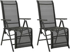 Reclining Patio Chairs ,Garden Chairs,Barbecue Chairs,Fishing Chairs,Coffee Chair,Bistro Chair,Camping Chair,Beach Chair,for Deck, poolside,Camping,Beach,Campsite,2pcs Textilene and Aluminum Black
