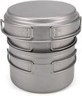 Titanium Camping Cookware Set 1000ml Pot Pan Spoon Set for Outdoor Hiking Backpacking Picnic Cooking Equipment Tableware (Color : A, Size : 4PCS)