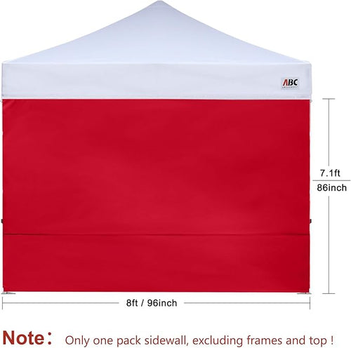 ABCCANOPY Instant Canopy SunWall 8x8 FT, 1 Pack Sidewall Only, No Frame or Top, Red