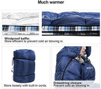 REDCAMP Flannel Sleeping Bag for Adults, Comfortable Cotton Sleeping Bags for Camping with Detachable Hood, Red/Grey/Blue/Black