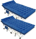 Camping Cot with Comfortable Mattress Cots for Sleeping with Pad Heavy Duty Camping Bed 2 Person Sleeping Cot Include Carry Bag Camping Cots for Adults Vacation Outdoor