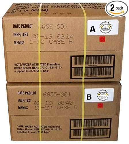 Western Frontier MRE 2019 Inspection Date Case A and Case B Bundle, 24 Meals Packed in 2016. Military Surplus Meal Ready to Eat.