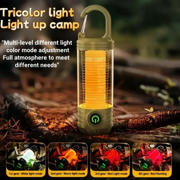 HomeBeyond Portable Camping Lantern Rechargeable,LED Flashlight Spotlight with 6 Modes, Red Light Emergency Outdoor Tent Light for Hiking, Night Walking, Hurricane