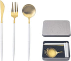 IKXO Folding Camping Cutlery Set Portable Tableware Set Spoon and Fork with Case for Picnic Hiking Thermos Camping Travel Other Outdoor Activities ， Mirror Polished Pocket-sized