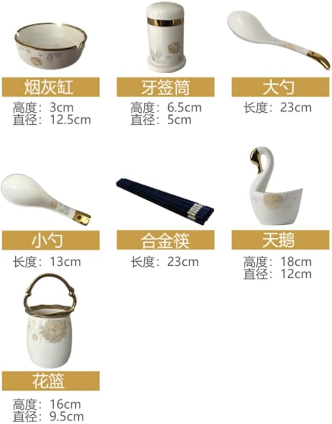 Tableware Set Chinese Household 60 Piece Ceramic Bowl and Dish Set