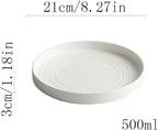 Camping Plates Ceramic Dinner Plate Home Kitchen Salad Plate Tableware Pure White Plate Round Simple Dessert Plate Flat Deep Plate Decorative Plate(002)