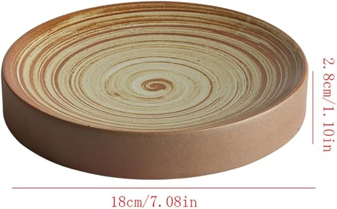Camping Plates Dessert Plate Salad Plate Serving Plate Tray Stoneware Round Ceramic Dinner Plate Flat Dish Dish Cold Dish Tableware Decorative Plate(B,7 INCH)