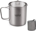 Lixada Titanium Pot, Lightweight Camping Pot Titanium Cup Titanium Backpacking Pot with Portable Foldable Handles for Outdoor Camping Hiking Backpacking