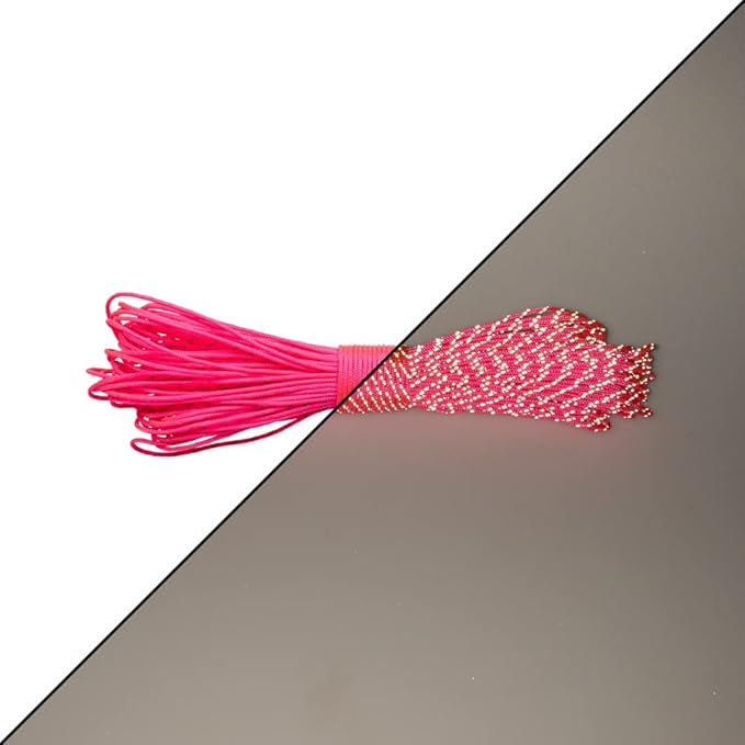 Paracord Planet – Fluorescent 1.75mm Reflective Guyline 95 Paracord Tent Rope Camping Parachute Cord – Neon Pink – 65ft