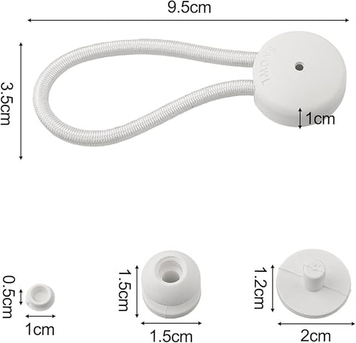 5 PCS Bungee Shock Cord Clip with Knobs, Pull Tie Down Tarp Canvas Knobs for Camping Tents Cargo Pool Awning Car Cover Holding Wire Hoses(White)