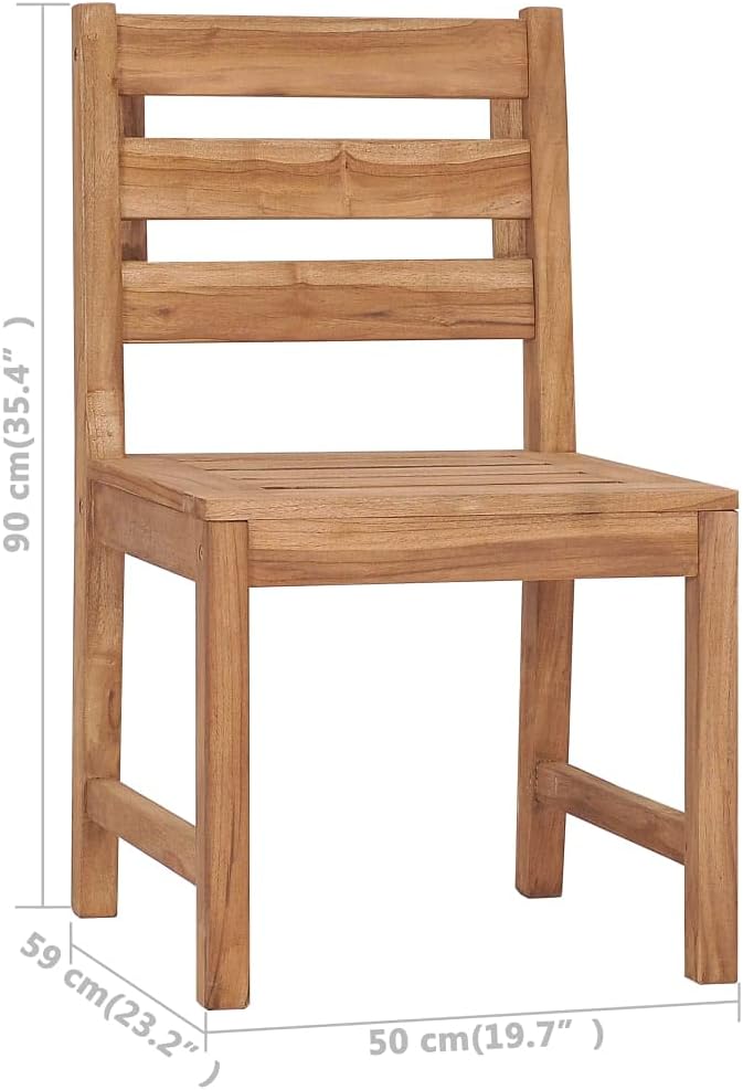 Garden Chair Set of 2 Natural Teak Solid Teak Wood Regular Outdoor Seating Camping Chair Backyard Furniture for Patio Garden
