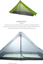 3F UL GEAR Lanshan 1 pro Tent, Outdoor 1 Person Ultralight Camping Tent, 3 Season Professional 20D Silnylon Rodless Camping Tent, Waterproof Backpacking Tent for Camping, Hiking, Trekking(Gray)