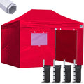 Eurmax USA Premium 10'x15' Pop-up Canopy Tent Party Tent Commercial Instant Canopies Shelter with Removable Sidewalls with Wheeled Carry Bag Bonus 4 Sand Bags(Red)