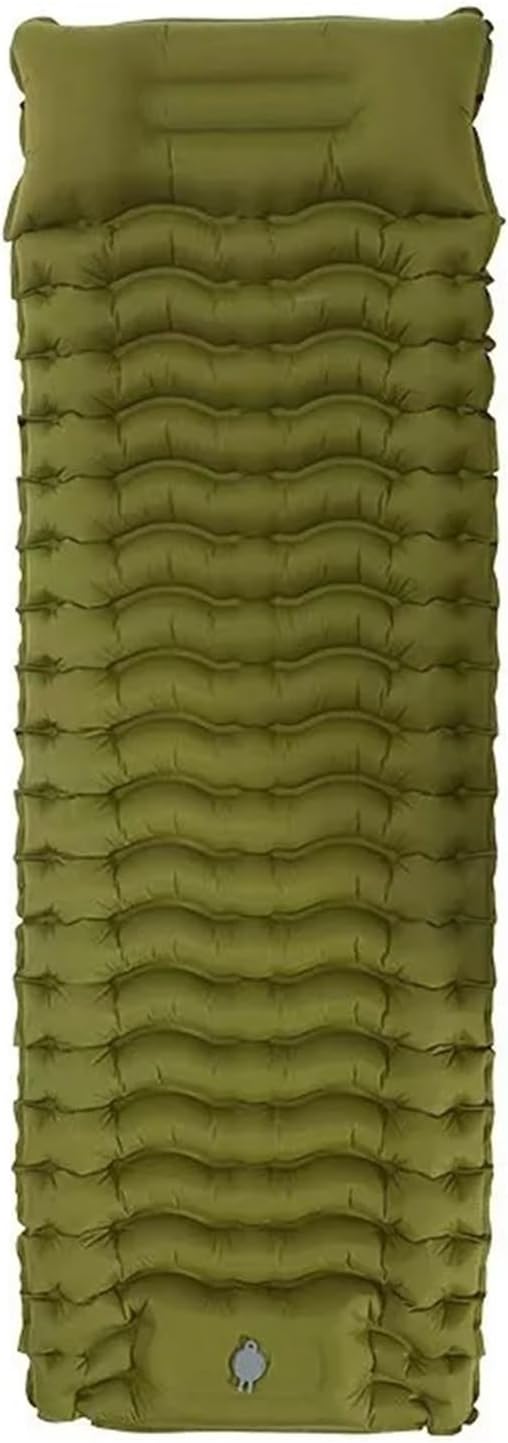 Outdoor Camping Inflatable Mattress Thicken Sleeping Pad with Built-in Pillow & Pump, Portable Air Mat for Travel Hiking Climbing(Green)