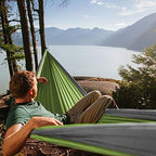 Fox Outfitters Neolite Double Camping Hammock - Lightweight Portable Nylon Parachute Hammock for Backpacking, Travel, Beach, Yard. Hammock Straps & Steel Carabiners Included (Grey/Lime Green)