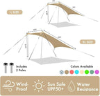 Beach Canopy Windproof Design, Sun Shelter UPF50+ Portable Family Tent with 6 Sandbags Anchors 8x8 FT 2 Pole Pop Up Outdoor Shelter for Beach, Camping, Fishing, Backyard