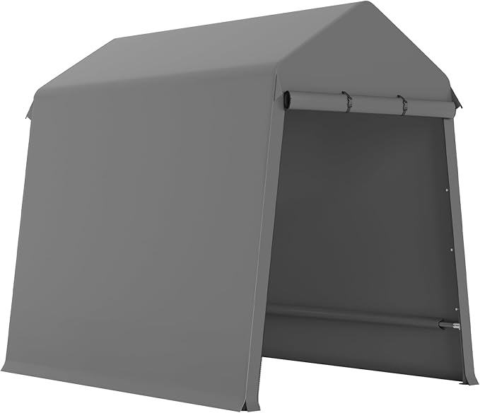 Wpond Outdoor Storage Tent 6 * 8 FT,Storage Shelter Shed,Waterproof Carport with Roll Up Doors & Vents Outdoor Storage Shed for Atv,Bike, Motorcycle, and Gardening Tools-GREY, Gray