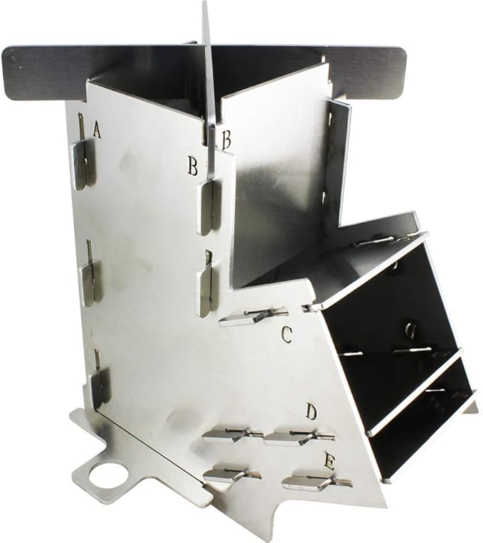 Camping Survivalist Prepper Flat Pack Stainless Steel Mini Rocket Stove