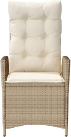 Reclining Patio Chairs 2 pcs with Cushions Beige Poly Rattan Porch Chairs Camping Chairs Patio Chairs Living Room Chairs for Dining Patio Bedroom Outdoor