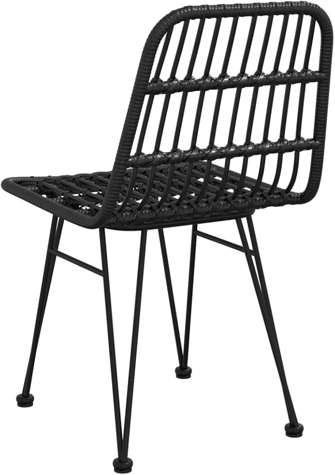 Patio Chairs 2 pcs Black ,Coffee Chair,Study Chair,Camping Chair,Barbecue Chairs,Bistro Chair,Lawn Chairs,Balcony Chairs,for Outdoor,Fire Pit,Deck,Lawn,Outside,Garden,18.9"x24.4"x33.1" PE Rattan